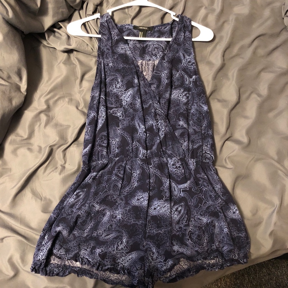 Navy blue paisley romper